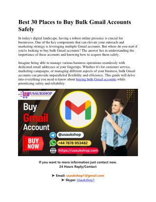 Best 30 Places to Buy Bulk Gmail Accounts Safely