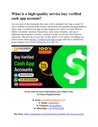 What is a high-quality service buy verified cash app account