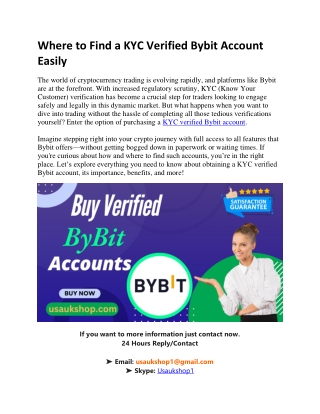 Where to Find a KYC Verified Bybit Account Easily