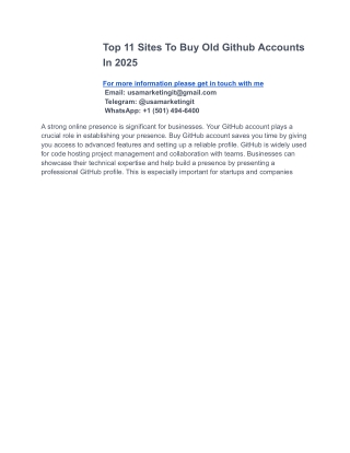 Top 11 Sites To Buy Old Github Accounts In 2025