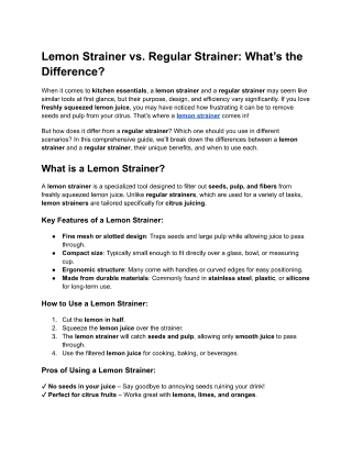 Lemon Strainer vs Regular Strainer
