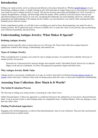 “How to Prepare Your Estate for Sale to Antique Jewelers”