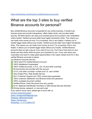 What are the top 3 sites to buy verified Binance accounts for personal_