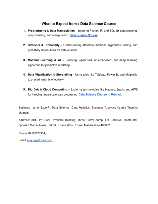 What to Expect from a Data Science Course