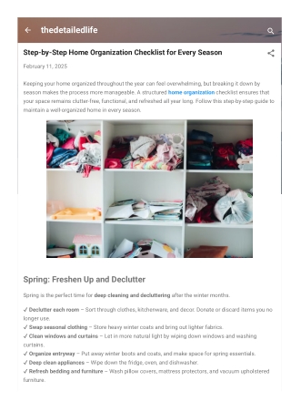 Step-by-Step Home Organization Checklist for Every Season