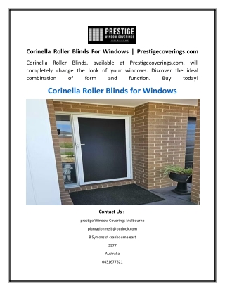 Corinella Roller Blinds For Windows  Prestigecoverings.com