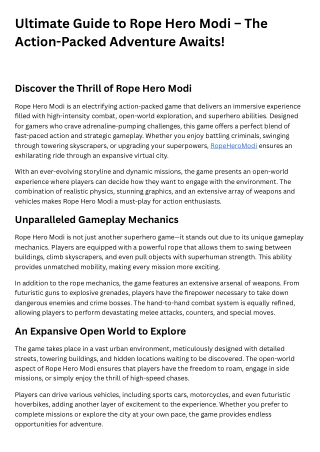 Ultimate Guide to Rope Hero Modi – The Action-Packed Adventure Awaits!