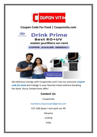 Coupon Code For Food  Couponvita