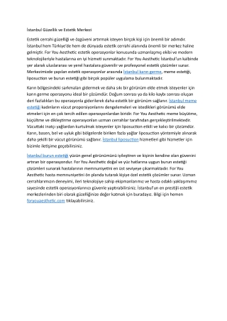 Istanbul Guzellik ve Estetik Merkezi