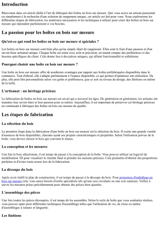 L'Art de Fabriquer des Boîtes en Bois Sur Mesure