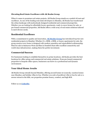 Elevating Real Estate Excellence with AK Realm Group