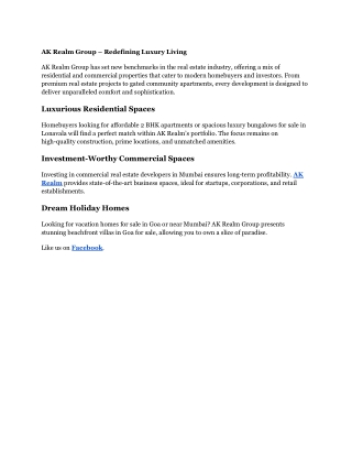 AK Realm Group – Redefining Luxury Living