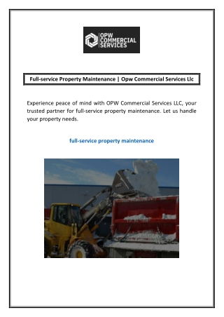 Full-service Property Maintenance | Opw Commercial Services Llc