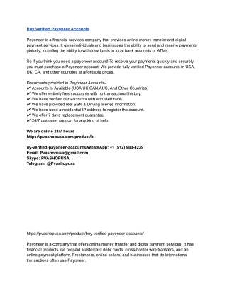 Best 7 Place To Buying, Verified Payoneer Account