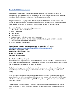 How to Buy Verified Webmoney Account Fast in 2025