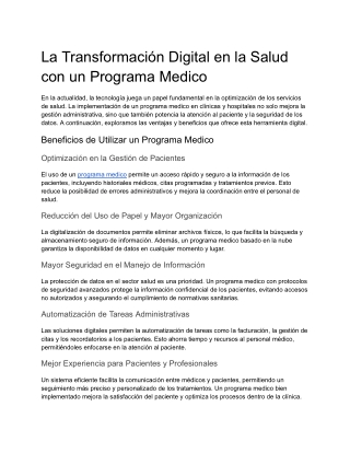La Transformación Digital en la Salud con un Programa Medico (1)