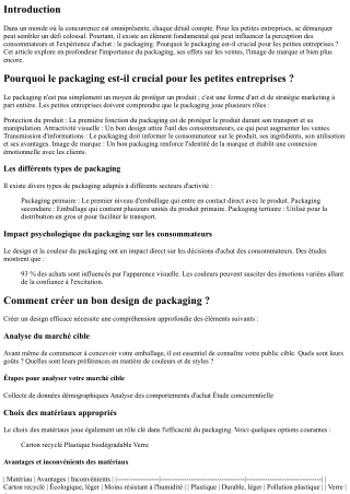 Pourquoi le packaging est-il crucial pour les petites entreprises ?