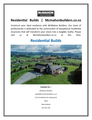 Residential Builds  Mcmahonbuilders.co.nz