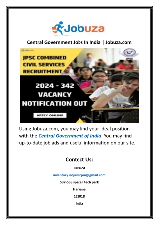 Central Government Jobs In India  Jobuza