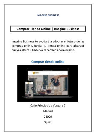 Comprar Tienda Online | Imagine Business