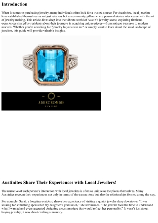 “Austinites Share Their Experiences with Local Jewelers!”