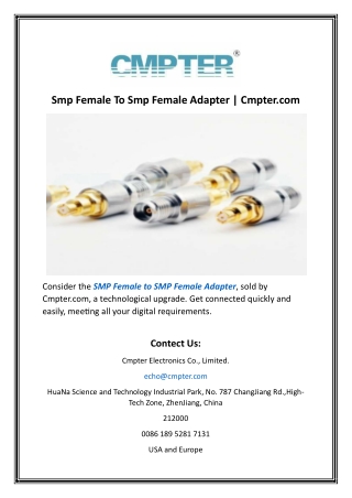 Smp Female To Smp Female Adapter  Cmpter