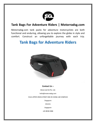 Tank Bags For Adventure Riders  Motorradsg.com