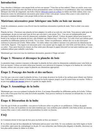 Comment Fabriquer Votre Propre Boîte en Bois sur Mesure