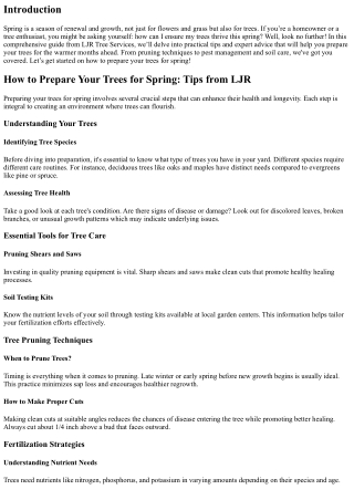 How to Prepare Your Trees for Spring: Tips from LJR