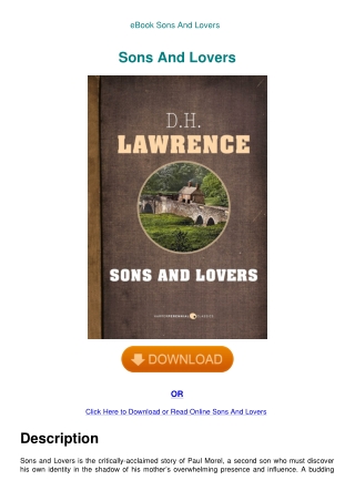 eBook Sons And Lovers