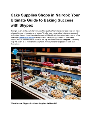 Cake Supplies Shops in Nairobi Your Ultimate Guide to Baking Success with Skypex