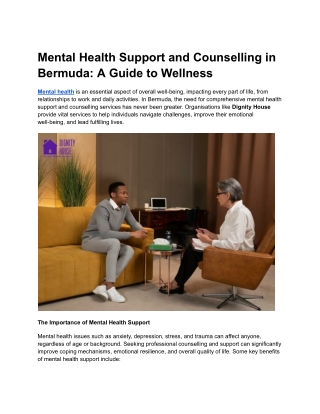 Mental Health Support and Counselling in Bermuda A Guide to Wellness