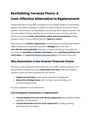 Revitalizing Terrazzo Floors_ A Cost-Effective Alternative to Replacement