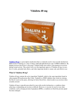 Vidalista 40 Mg