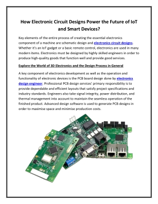 How Electronic Circuit Designs Power the Future of IoT and Smart Devices