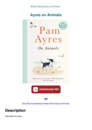 Books Read Ayres on Animals