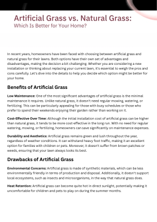 Artificial Grass vs. Natural Grass Which Is Better for Your Home