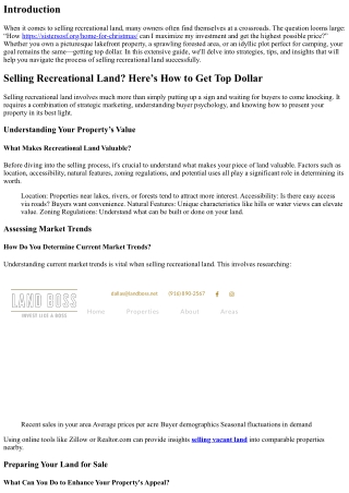 “Selling Recreational Land? Here’s How to Get Top Dollar”