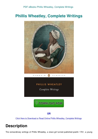 PDF eBooks Phillis Wheatley  Complete Writings