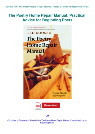 eBooks PDF The Poetry Home Repair Manual Practical Advice for Beginning Poets