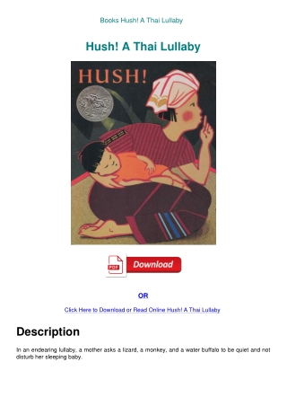 Books  Hush! A Thai Lullaby