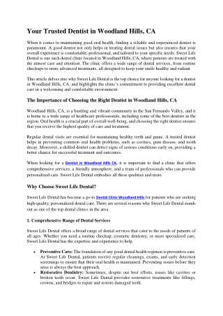 Your Trusted Dentist in Woodland Hills, CA