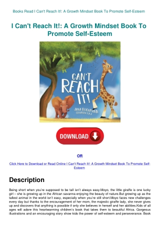 Books Read I Can't Reach It! A Growth Mindset Book To Promote Self-Esteem