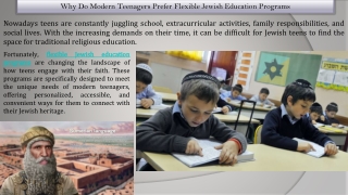 Why Do Modern Teenagers Prefer Flexible Jewish Education Programs?