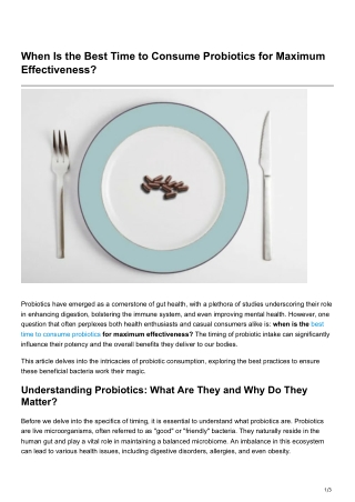 When Is the Best Time to Consume Probiotics for Maximum Effectiveness
