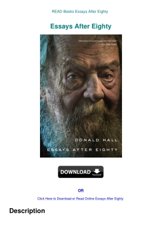 READ Books Essays After Eighty