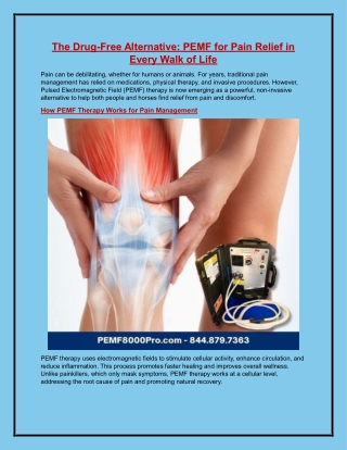 The Drug-Free Alternative PEMF for Pain Relief in Every Walk of Life