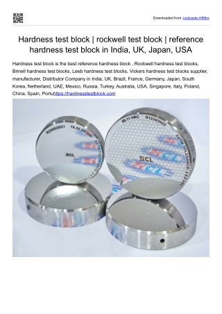 Standard Rockwell test blocks regular scales | Standard Rockwell hardness test b