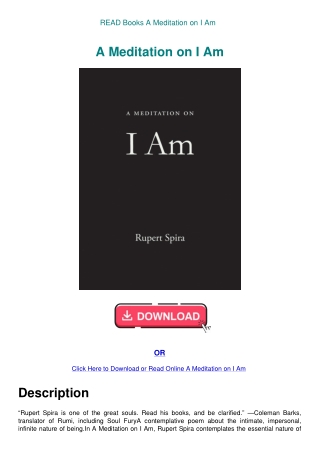 READ Books A Meditation on I Am