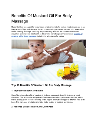 Benefits Of Mustard Oil For Body Massage